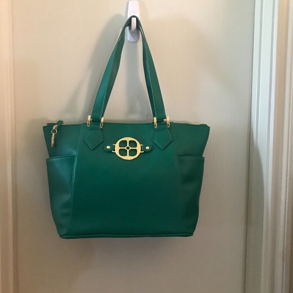 IMAN Global Chic Green Handbag with Scarf
